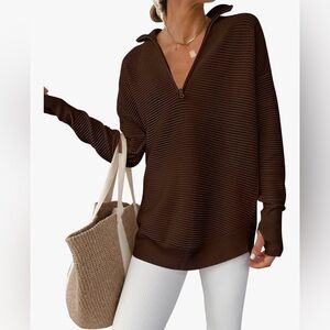 Long Sleeve Quarter Zip Pullover Sweater Casual M nwt